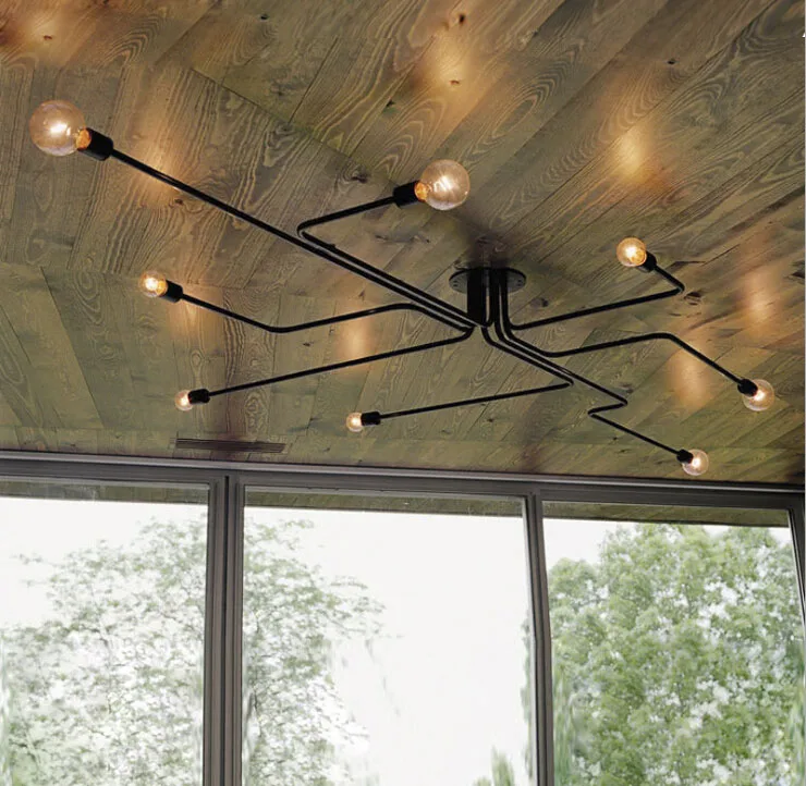 

Vintage Pendant Lights Multiple Rod Wrought Iron Ceiling Lamp E27 Bulb Living Room Lamp for Home Lighting Fixtures