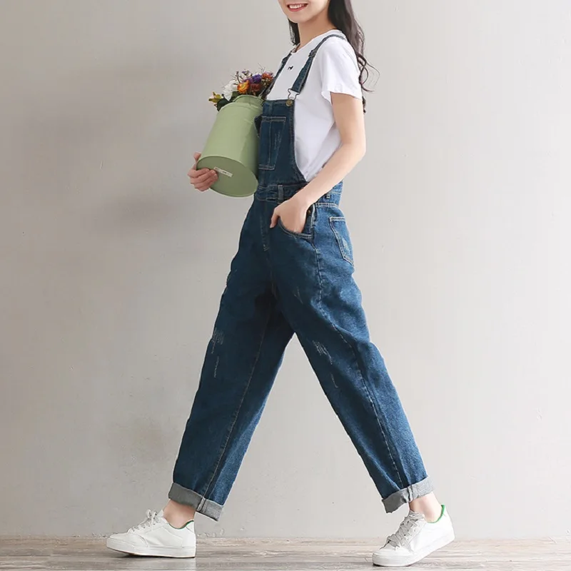 Женский повседневный джинсовый комбинезон весна-лето-осень,свободный деним комбинезон,приличное винтажный комбинезон,японского стиля"Mori Girl",с карманами