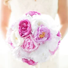 Иффо ручной белый розовый пион букет Пользовательские невесты пион рука цветок Свадебные украшения подружек невесты Свадебный пион