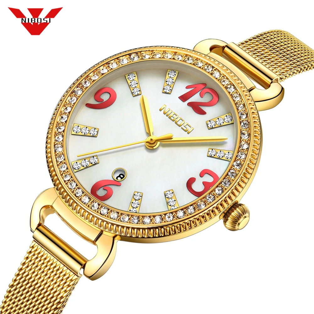 

NIBOSI Women Watches Gold Top Brand Luxury Ladies Watch Women Quartz Waterproof Wristwatch Ladies Girls Watches Relogio Femino
