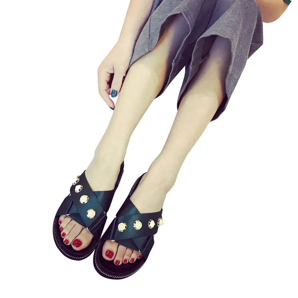 Брендовые женские шлепанцы на плоской подошве; Летние повседневные пляжные шлепанцы; нескользящие домашние тапочки; zapatos mujer