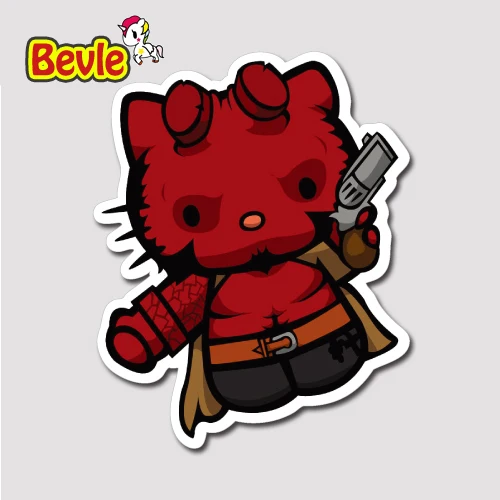 

Bevle 1372 Hello Kitty Hellboy 3M Sticker Waterproof Laptop Luggage Fridge Skateboard Car Graffiti Cartoon Tide Sticker