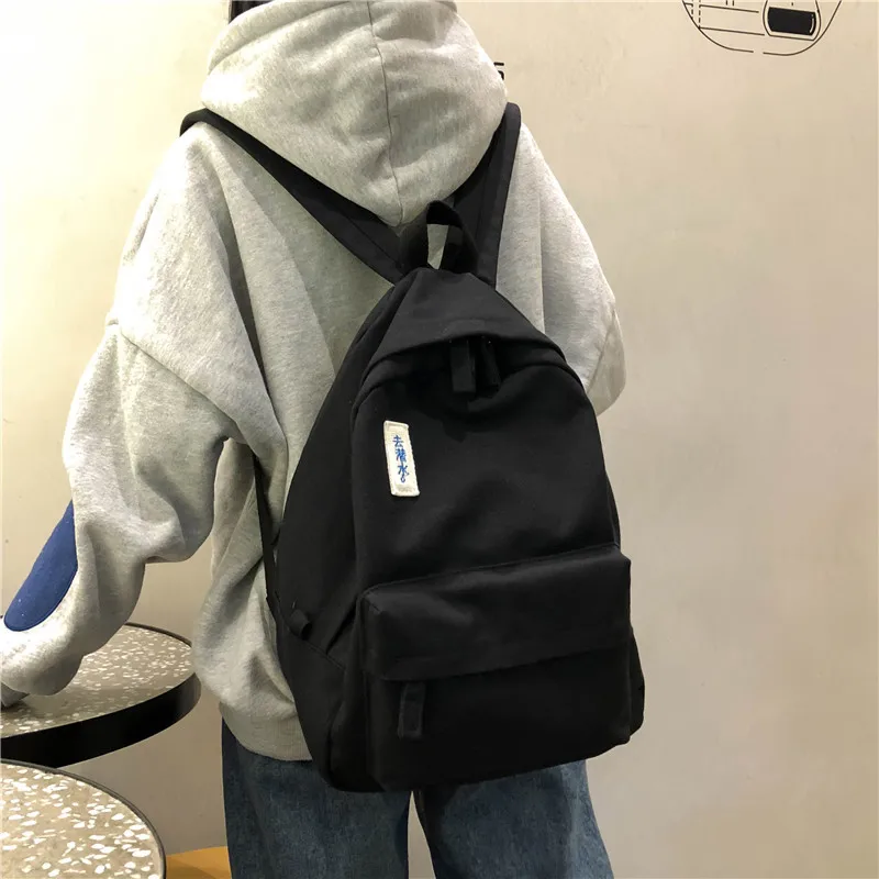 

Fashion Preppy Style Simple Basic Solid Color Women Canvas Backpacks 2019 New Female Students School Bags Shoulder Bags
