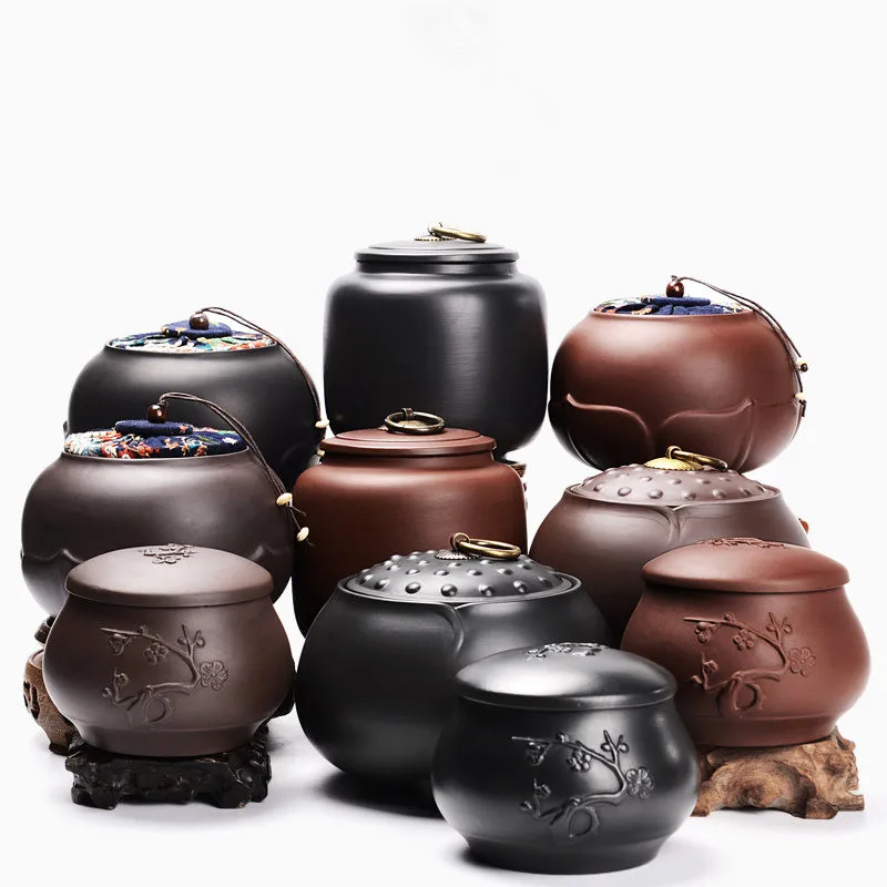 

Small Porcelain Tea Storage Box Portable Food Storage Jar Retro Kitchen Candy Jar Sealed Spices Canister Containers For Food
