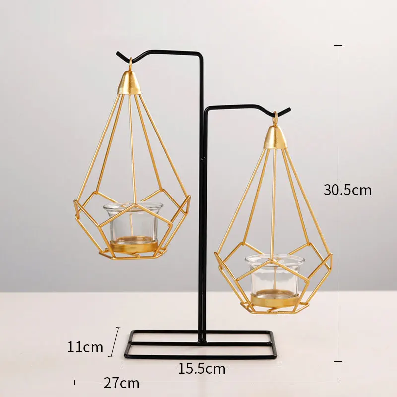 Скандинавские Lron художественная Геометрическая люстра-подсвечник свадебный реквизит украшение дома металлические поделки для гостиной Рождественский подсвечник - Цвет: gao di