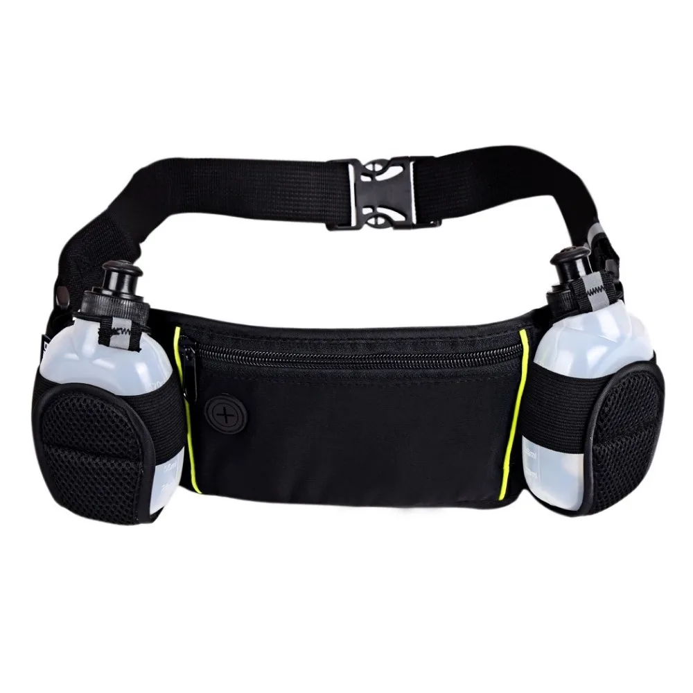 Black Nylon Waist Pack Holder Bum Bag Travel Waist Belt Pouch With Dual