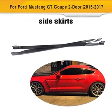 Carbon Fiber Side Skirts Extension Lip Aprons for Ford Mustang Coupe 2 Door 2015 2016 2017 V6 V8 Non-Shelby GT350 2PCS