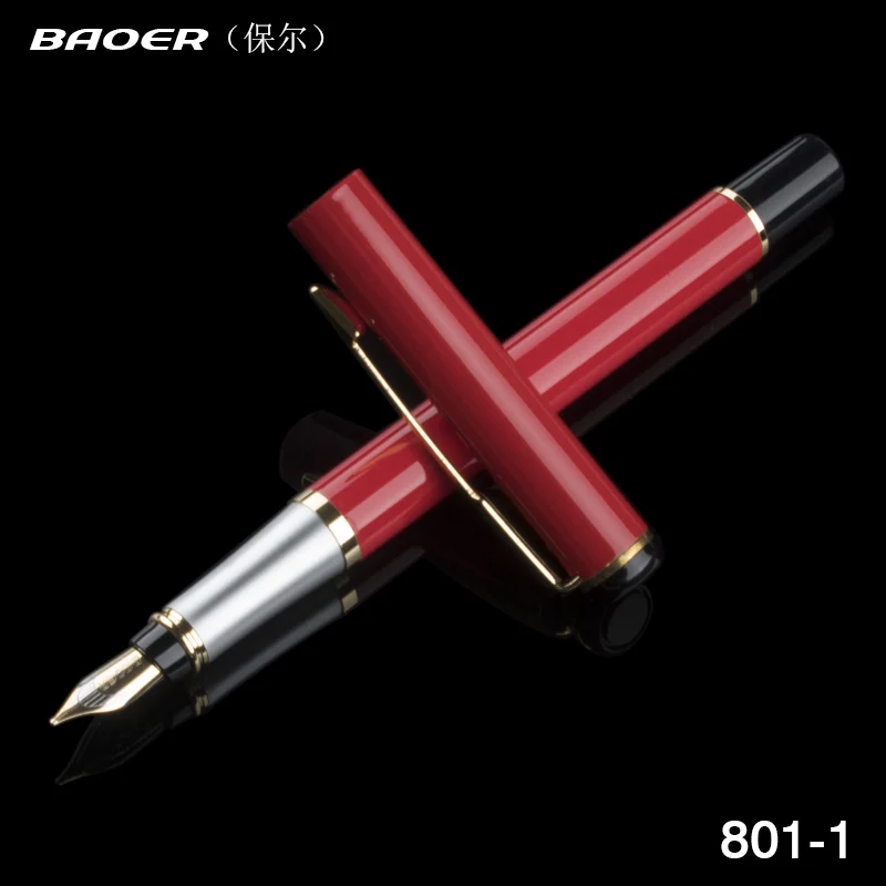 Baoer 801 Stainless steel Business office Fine Nib Fountain Pen New
