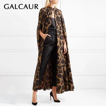 

GALCAUR Vintage Leopard Jacket For Women Halter Sleeveless Oversize Long Coat Female Fashion Clothes Summer 2020 New Tide