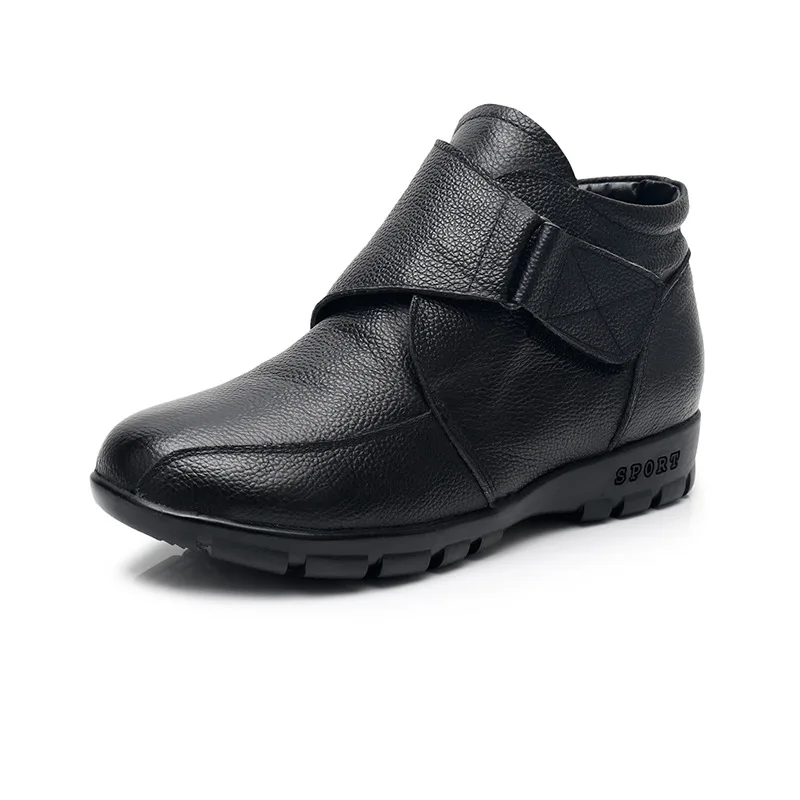 

2018 New Fashion Winter Snow Boots Cowhide Leather Boots Ankle Boots Flat Non-slip Casual Shoes Women Shoes Boots Plus Size 43