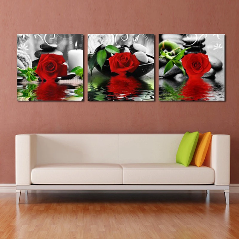 3pcs/set 5d diamond painting water Rose Full diy Diamond Embroidery 3d picture image Stitch Cross Mosaic kitchen decor | Дом и сад