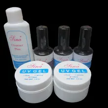 Nail Art 2 xclear прозрачный УФ-гелей+ жидкость для снятия липкого слоя плюс+ праймер основа+ топовое покрытие+ упаковкой абсорбента для маникюрные Типсы расширение BTT-97