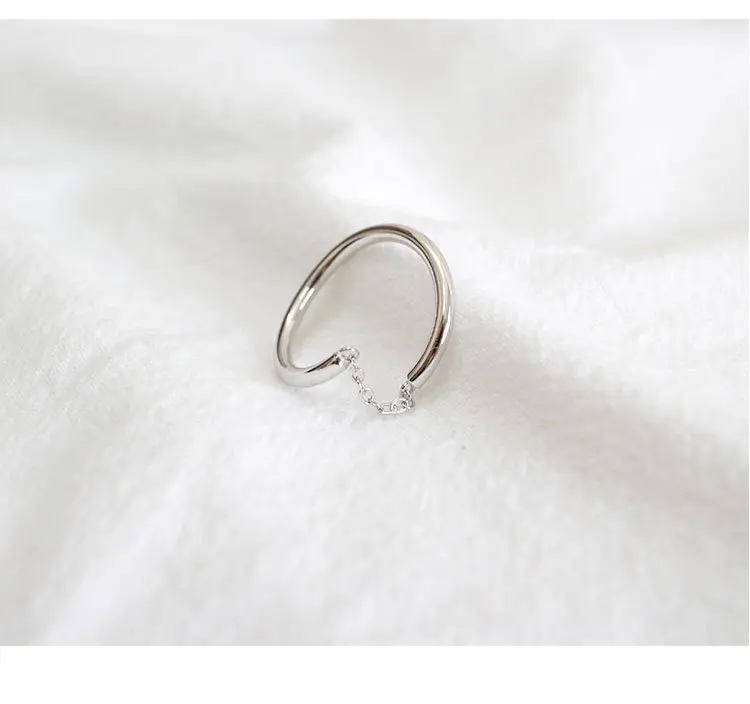 Настоящее серебро 925 пробы, Женская Регулируемая цепочка, кольца на палец для женщин, ювелирные изделия из стерлингового серебра