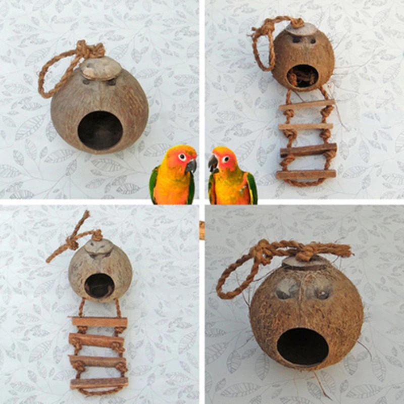 Creative Natural Safe Handmade Coconut Shell Nest Bird House Outdoor