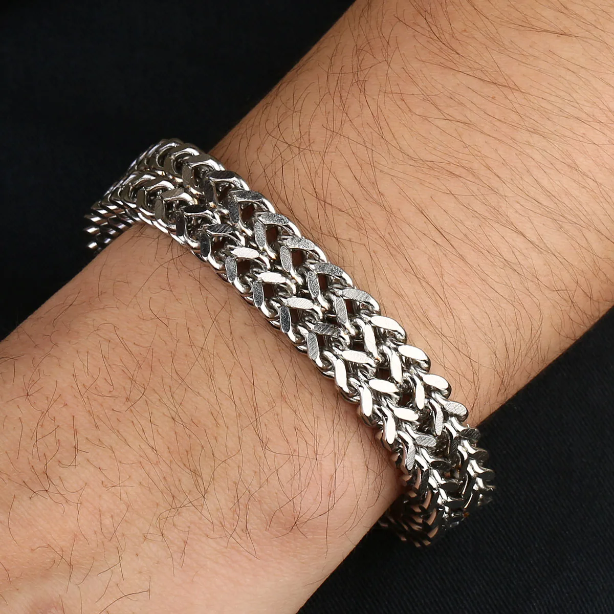 Men Bracelet Silver Color Stainless Steel Bracelet & Bangle Male Accessory Hip Hop Party Rock Jewelry Gift