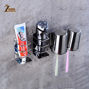 

ZGRK High Quality Bathroom Toothbrush Holder Sets New Automatic Toothpaste Dispenser Toothbrush Holder Set