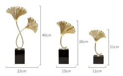 Золотые листья/изготовлены из латуни/черного мраморного основания