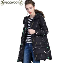 Новинка зимы Laege размер высокого качества пуховик Для женщин модная куртка с капюшоном Теплый пуховик Для женщин длинное шерстяное пальто с принтом куртка Женское пальто X1496