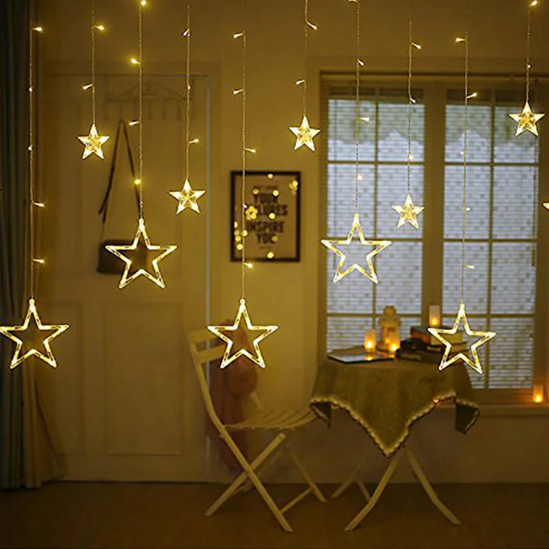 EU Plug 10PCS Star LED Curtain string light 4M 138LEDs icicle string Light New Year Party Wedding Holiday Christmas Light Deco EU Plug 10PCS Star LED Curtain string light 4M 138LEDs icicle string Light New Year Party Wedding Holiday Christmas Light Deco