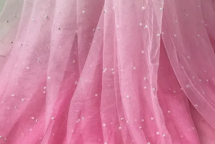 Стиль жемчужное Бисероплетение сетка вышитая Марля градиент сделай сам для вечерние платья Тюль кружевная ткань сетчатая ткань для шитья ткань D592