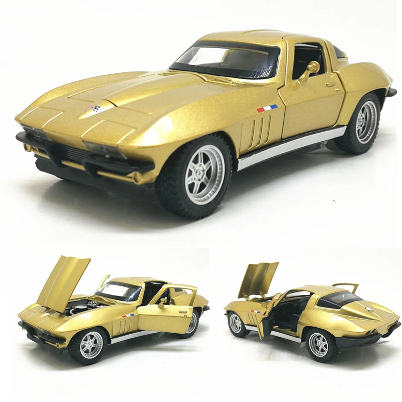 

High quality 1:32 Corvette C2 alloy model,simulation super sports car die casting sound and light pull back model,free shipping