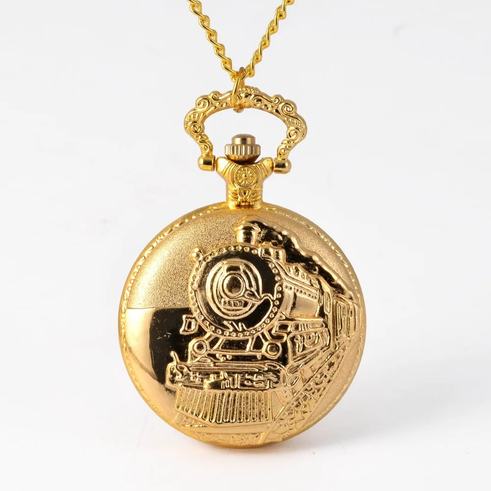 Часовник с гореща разпродажба Класически локомотив Златен часовник Бронзов ретро кварцов джобен FOB часовник Момчета Момичета Деца Популярни подаръци