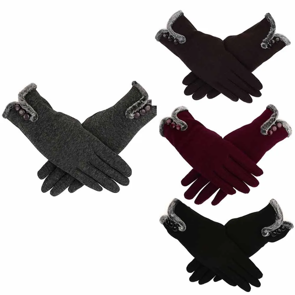 Женские зимние перчатки, кашемировые, сохраняющие тепло, с сенсорным экраном, флисовые тактические перчатки, толстые, для вождения, полный палец, искусственный мех кролика, перчатки