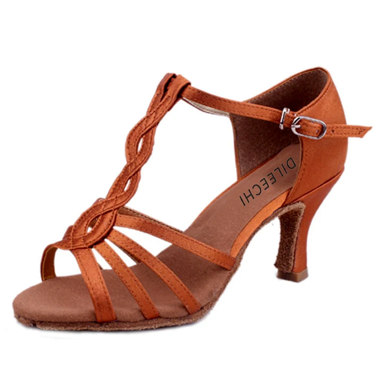 DILEECHI-bronzo-nero-scarpe-da-ballo-Latino-per-adulti-delle-donne-Ballroom-dancing-shoes-Salsa-Squre