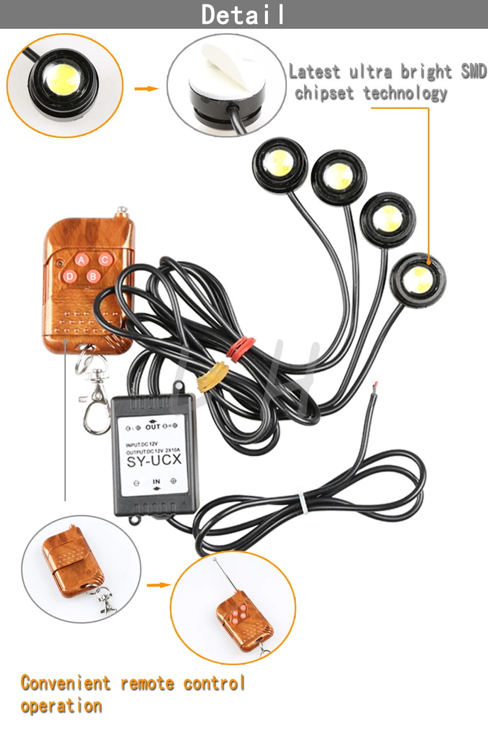 DRL 4*1 5 Вт автомобильный стробоскопический светильник Eagle Eye с пультом