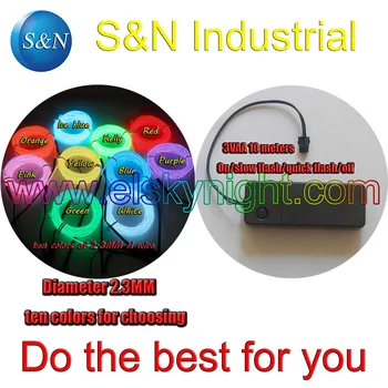 

10 meters Diameter 2.3MM el wire +3VAA 10 M el controllerr+free shipping