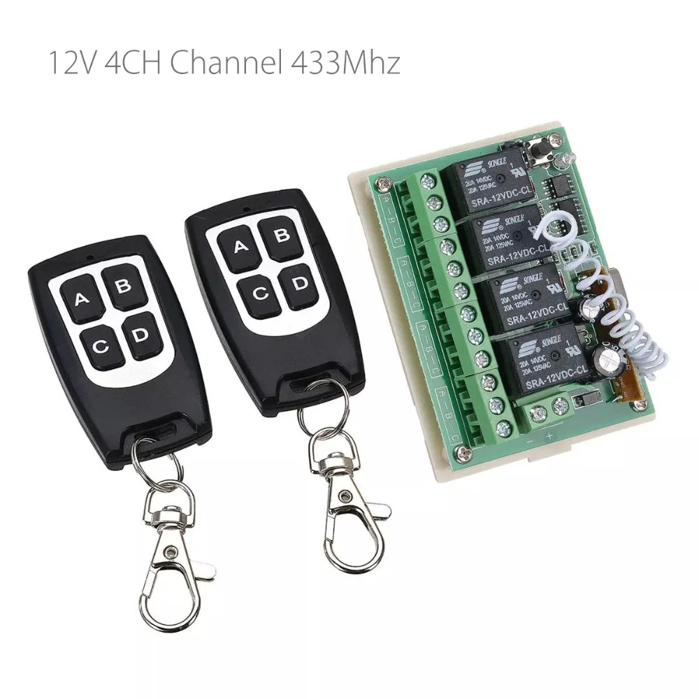 12V 4CH Channel 433Mhz беспроводной пульт дистанционного управления интегральная схема с 2 передатчиками DIY запасные части наборы инструментов