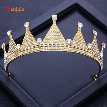 

Bride Baroque Golden Headband Sliver Rhinestones Tiars and Crown Headdress Girls Party Headwear adornos pelo H143