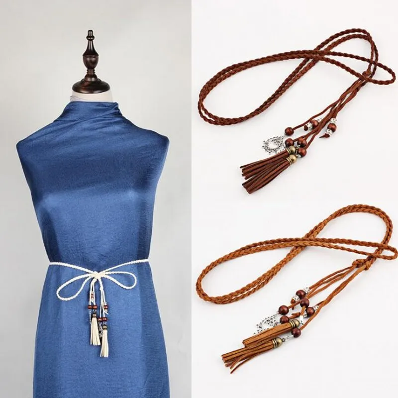 

Candy Colors PU Leather Tassel Women Belts Thin Ceinture Waist Belt Rope Beautiful Waist Decorations Female Belt For Dress