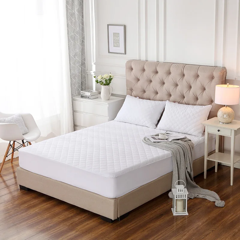  100% Waterproof Bed Cover Brushed Fabric Quilt Mattress Protector Cover for Bed Breathable Anti-mit
