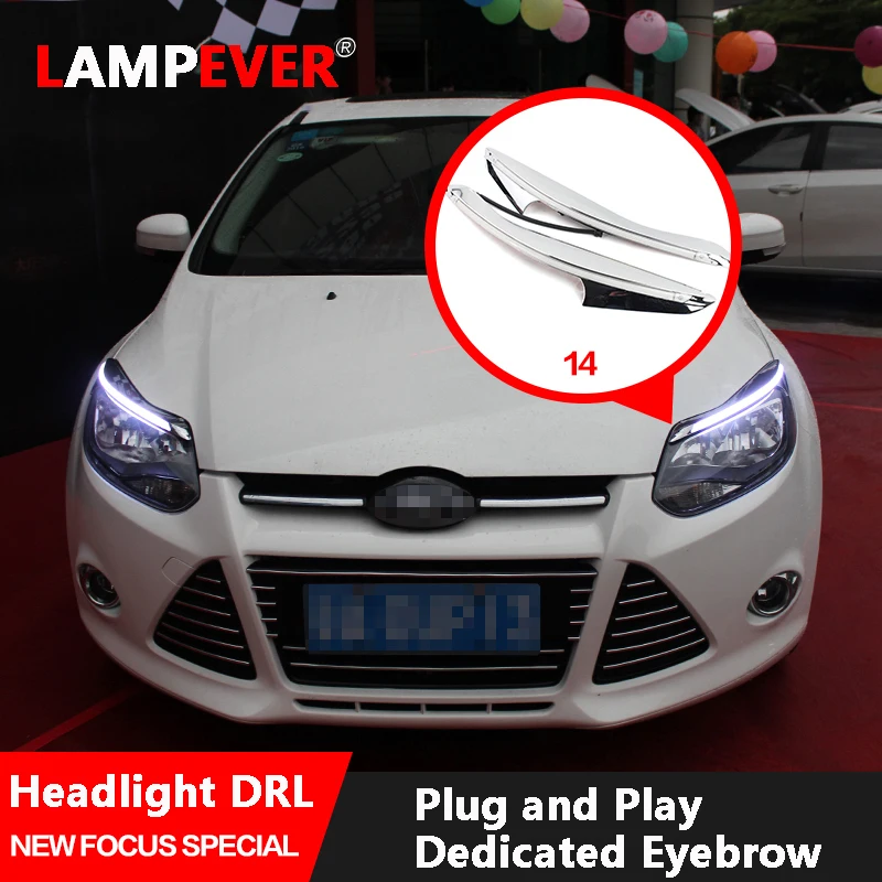

Lampever Car Headlight LED Eyebrow Daytime Running Light DRL With Yellow Turn Signal Light For Ford Focus 2012-2014 9600Lm