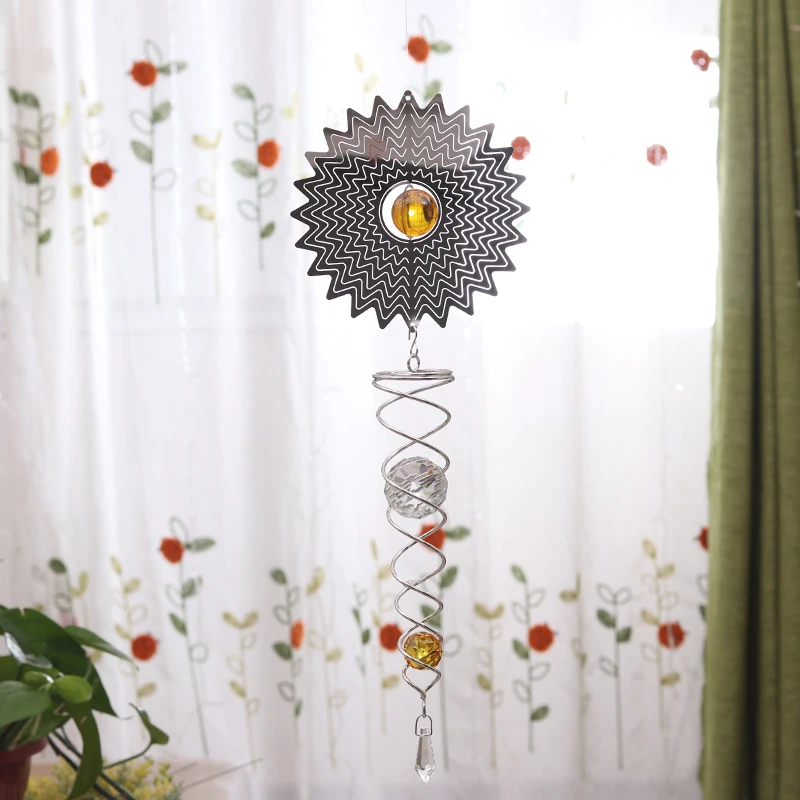  Hot Selling 3D Solid Rotating Crystal Wind-bell Creative Girls Bedroom Hanging Aluminum Pieces Sile - 32967494546