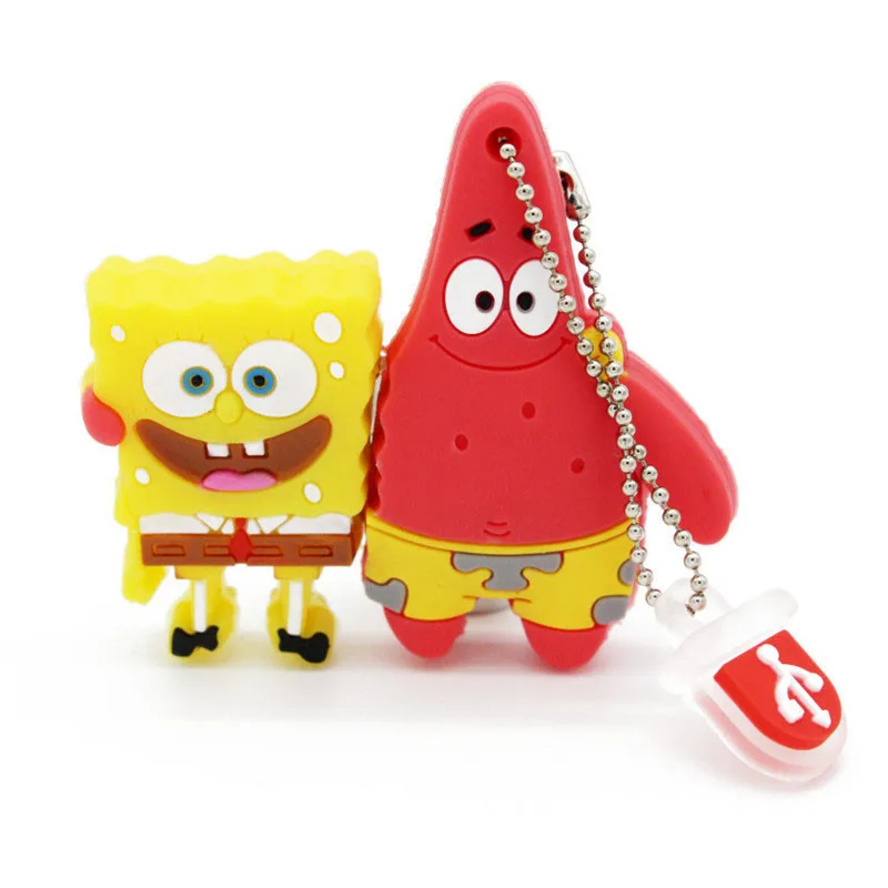 Милый Usb флеш-накопитель Sponge Bob с задней спинкой, usb-накопитель 2,0, 4 ГБ, 8 ГБ, 16 ГБ, 32 ГБ, u-диск, прекрасная креативная мультяшная флешка - Цвет: A