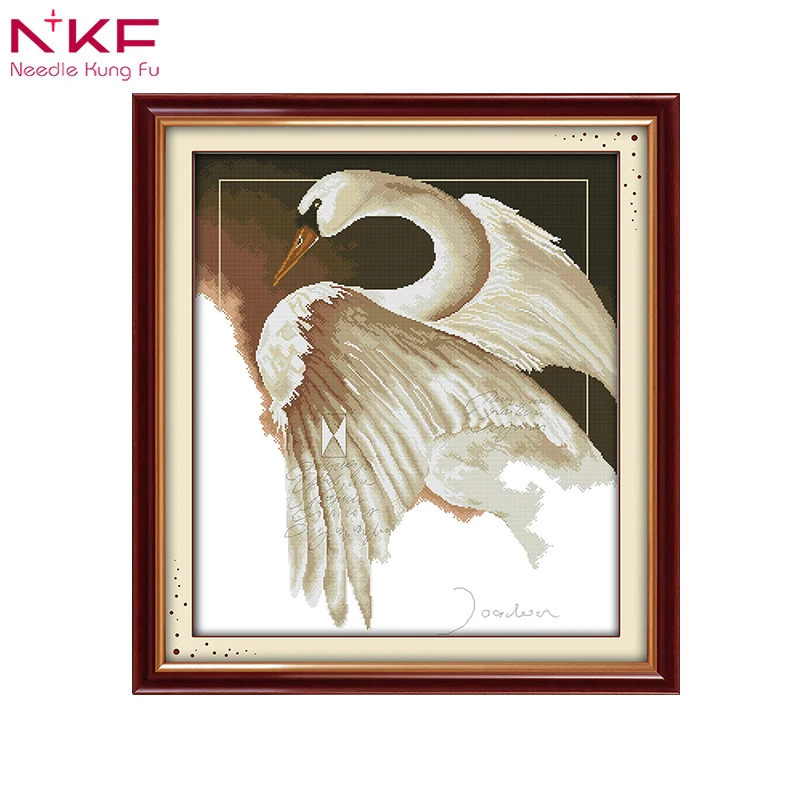 

Needlework,DIY DMC Cross stitch,Sets For Embroidery kits,Precise Printed swans Patterns enough thread Counted wall home decor