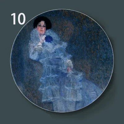 10 Klimt картина подвесная Тарелка настенная декоративная тарелка Керамика ремесло стол дисплей Европейский Декор круглая пластина Густав Климт поцелуй пункт - Цвет: 10