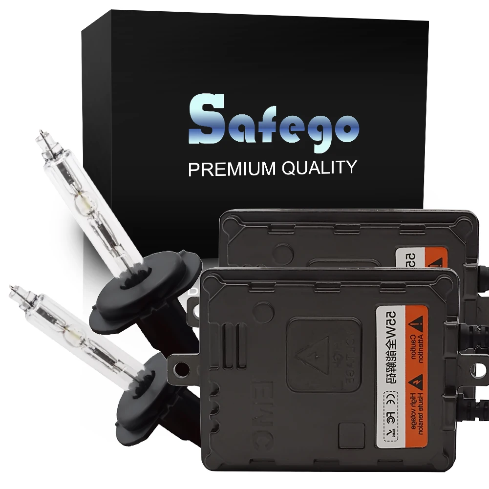 Safego 55W H7 HID Xenon Conversion Kit 6000K Warm White HID Bulbs 2