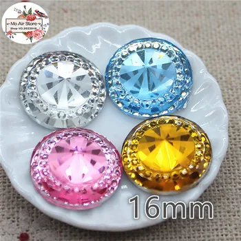 

50pcs shiny round Acrylic rhinestone Flat back Cabochon Art Supply Decoration Charm Craft DIY 16mm no hole