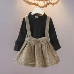 Платье для девочек, цельнокроеное осеннее трикотажное платье-свитер с длинными рукавами, милая детская одежда для девочек 3, 4, 5, 6, 7 лет