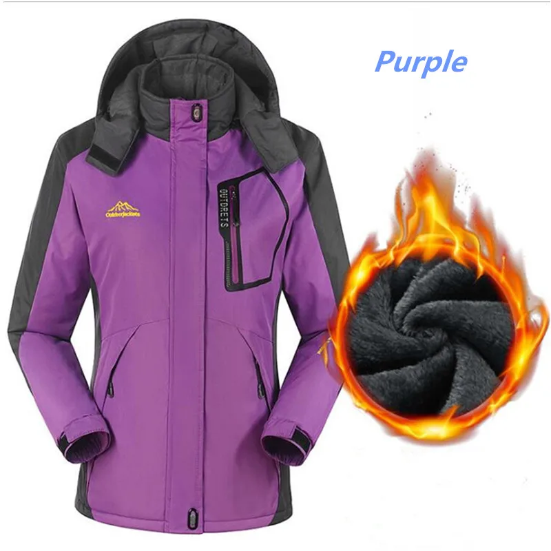 Высококачественные женские зимние лыжные куртки для охоты на открытом воздухе, ветронепроницаемые лыжные куртки для альпинизма, сноубординга, водонепроницаемые женские спортивные куртки - Цвет: Purple