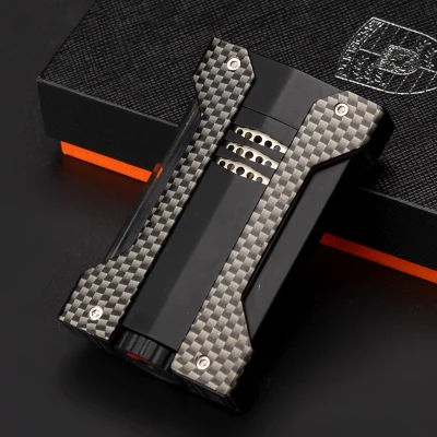 

Jifeng High Grade Carbon Fiber Metal Torch Jet Flame Cigar Cigarette Lighter With Gift Box Outdoor Smoking Tool