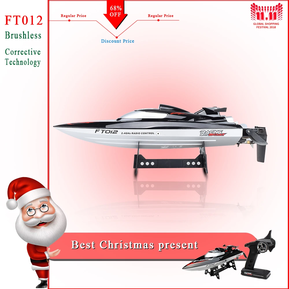 

2019 New FT012 2.4G 4CH Remote Controlled Brushless Motor Racing RC Boat 45 km/h VS FT011 FT009 FT007 WL915