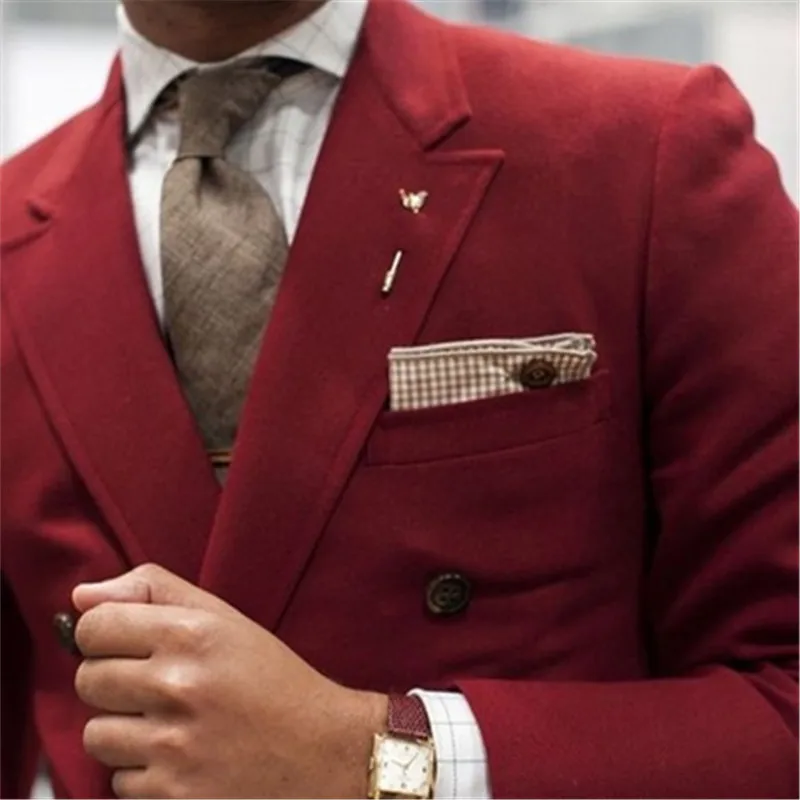 Весенне-осенний бордовый мужской костюм для свадьбы из 2 предметов(куртка+ брюки+ галстук) Модный Жених выпускного вечера Masculino Trajes De Hombre Блейзер 268