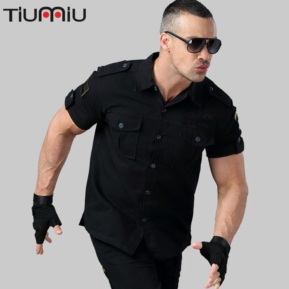 

Us Army Tactical Outdoor Wild Camouflag Airborne Summer Short-sleeved Shirt Military Top Uniform Black Jacket Wwii German