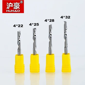 

1pcs HUHAO 4mm Single Flute Spiral Cutter 2A TOP Quality router bit CNC For Acrylic PVC MDF End Mill Carbide Milling Cutter
