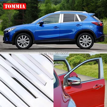 

TOMMIA Full Window Middle Pillar Molding Sill Trim Chromium Styling Strips Stainless Steel For Mazda CX-5 2013-2015