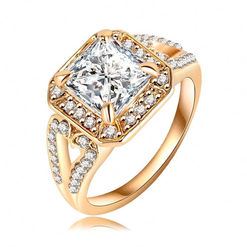 2015 New Arrival Ring 18K Gold Plated Micro Inlay AAA Cubic Zircon Square Shape Classic For Men Ri-HQ0390-C | Украшения и